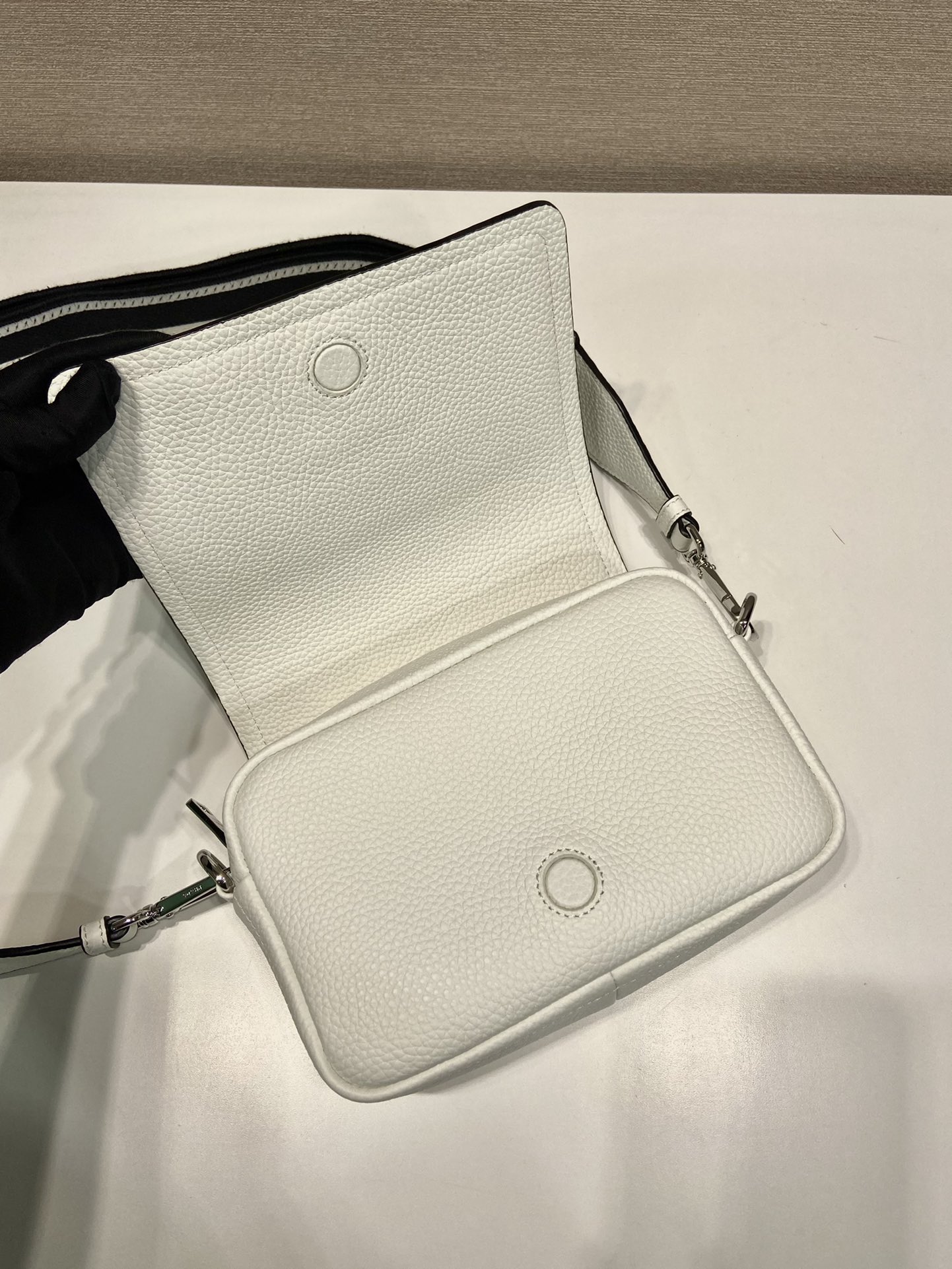 Prada Leather Shoulder Bag Handbag White 1BD332